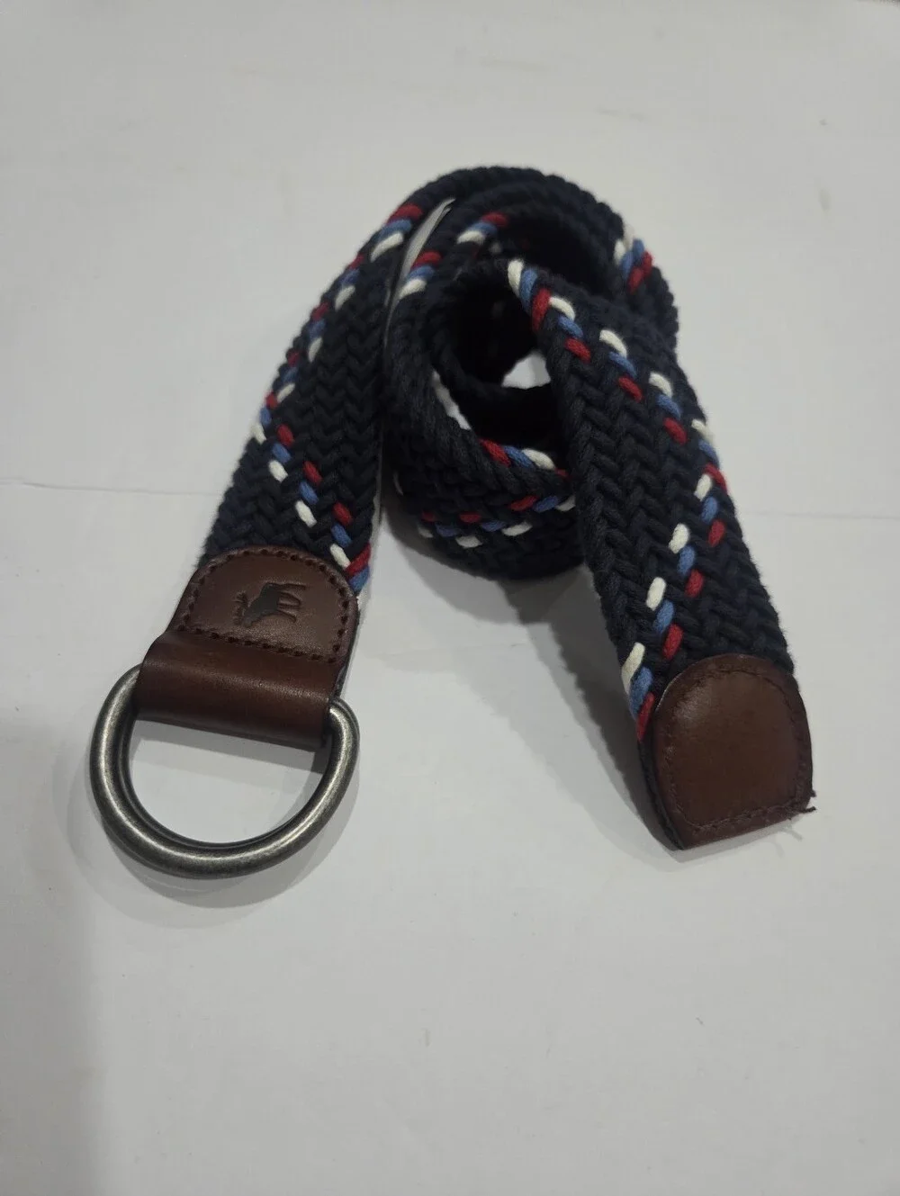 Abercrombie & Fitch Navy Braided Belt with Red and White Accents Sz.9-12 Kids